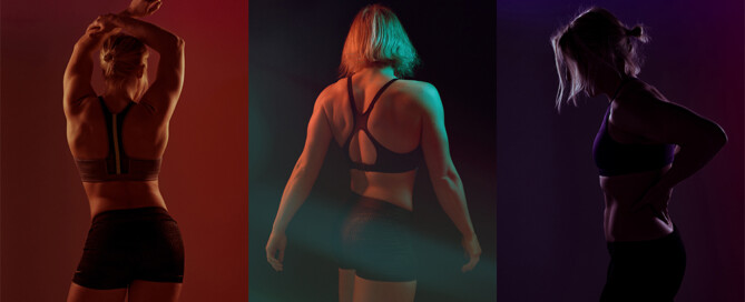 sportieve fotoshoot lingerie vrouw kleuren